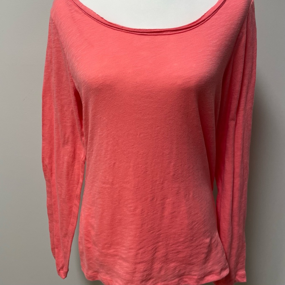 Aero Aeropostale Solid  Peach Semi Sheer Long Sleeve Basic Tee Size XL TG.